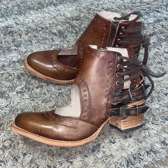Nwob Freebird Desert Brown Leather upper Ankle Booties sz 8 - Picture 5 of 13